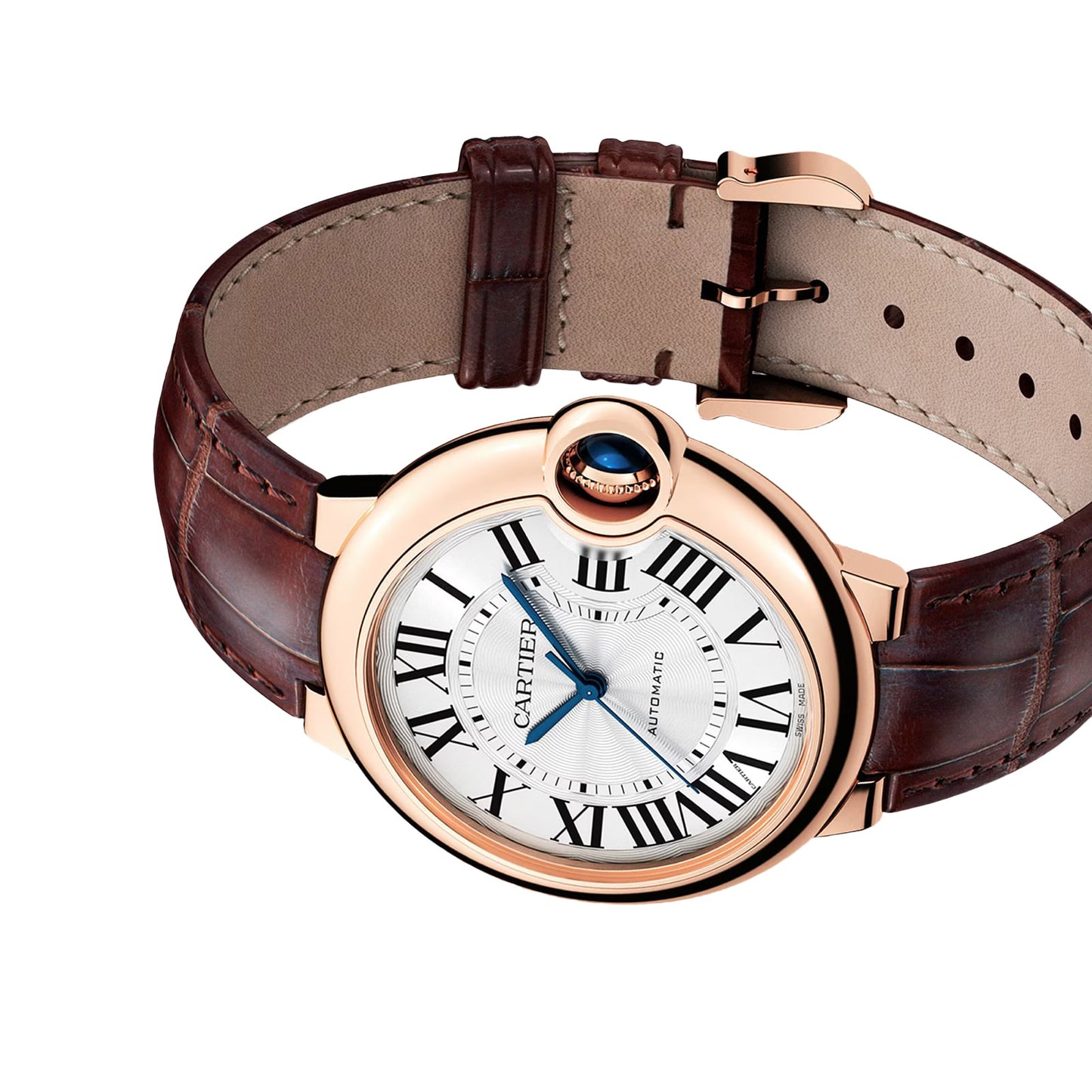 CARTIER Ballon Bleu De Cartier Watch 36mm, Automatic Movement, Pink Gold, Leather WGBB0009