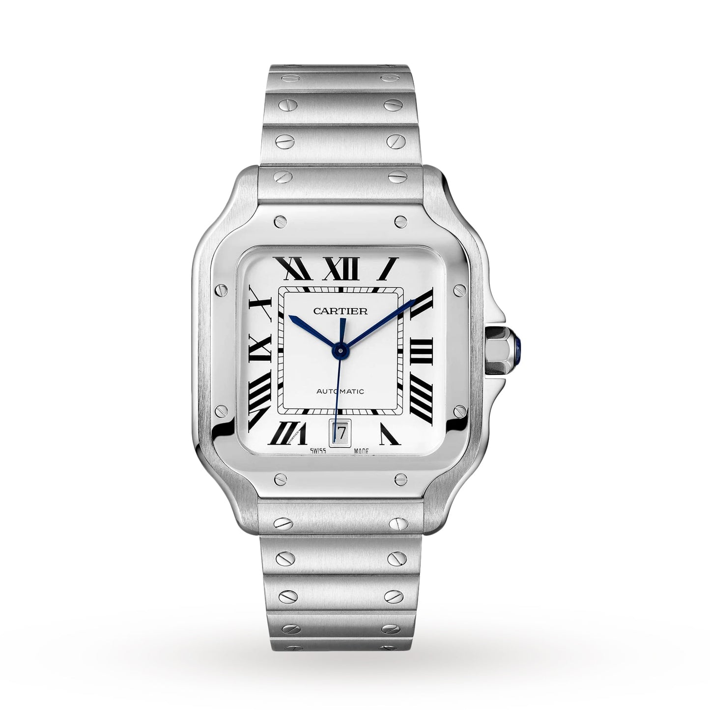 CARTIER Santos De Cartier Watch Large Model, Automatic Movement, Steel, Interchangeable Metal And Leather Bracelets WSSA0018