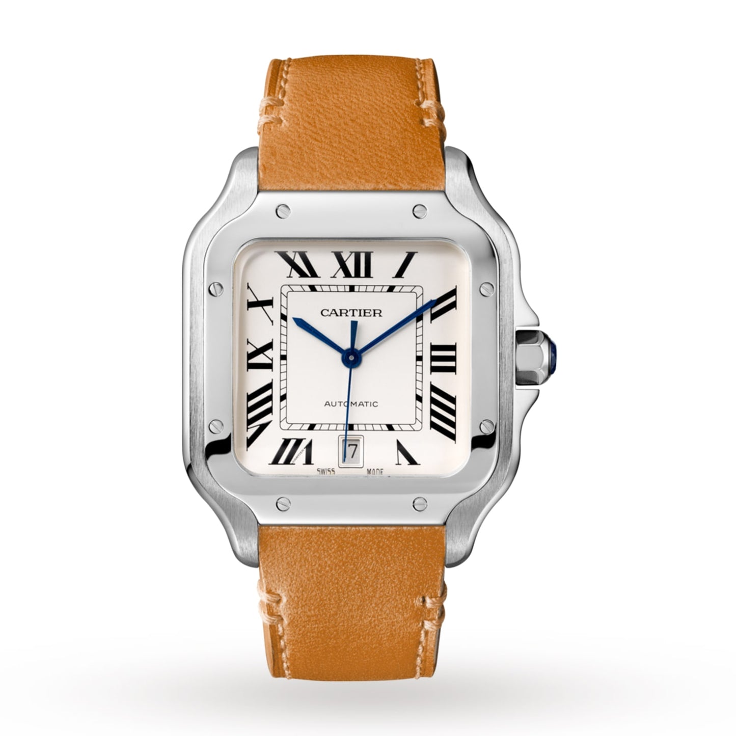 CARTIER Santos De Cartier Watch Large Model, Automatic Movement, Steel, Interchangeable Metal And Leather Bracelets WSSA0018