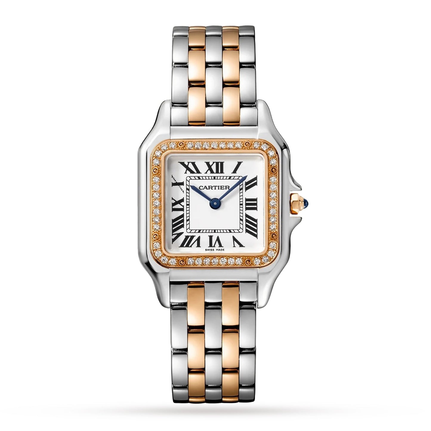 CARTIER Panthère De Cartier Watch Medium Model, Quartz Movement, Rose Gold, Steel, Diamonds W3PN0007