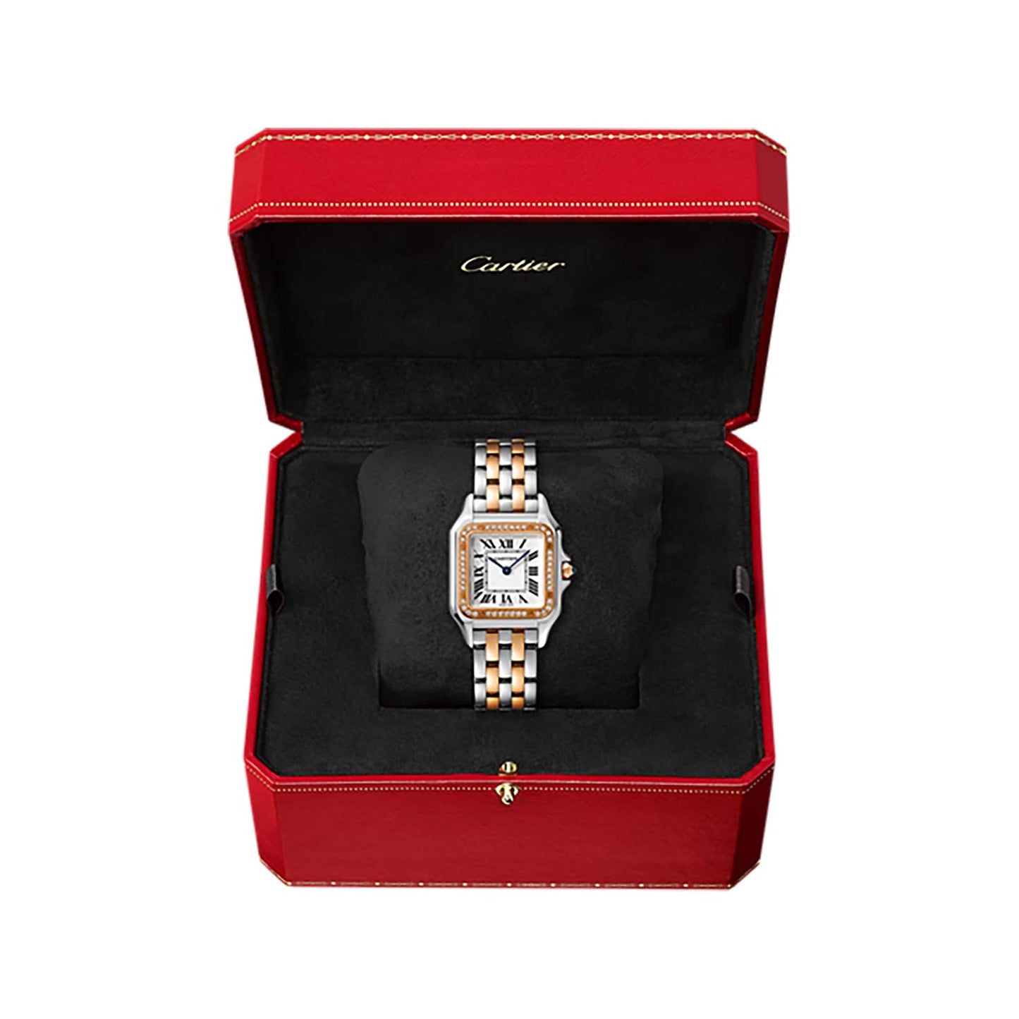 CARTIER Panthère De Cartier Watch Medium Model, Quartz Movement, Rose Gold, Steel, Diamonds W3PN0007