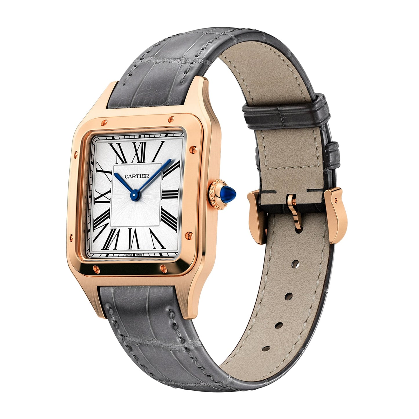 CARTIER Santos-Dumont Watch Large Model, Quartz Movement, Rose Gold, Leather WGSA0021