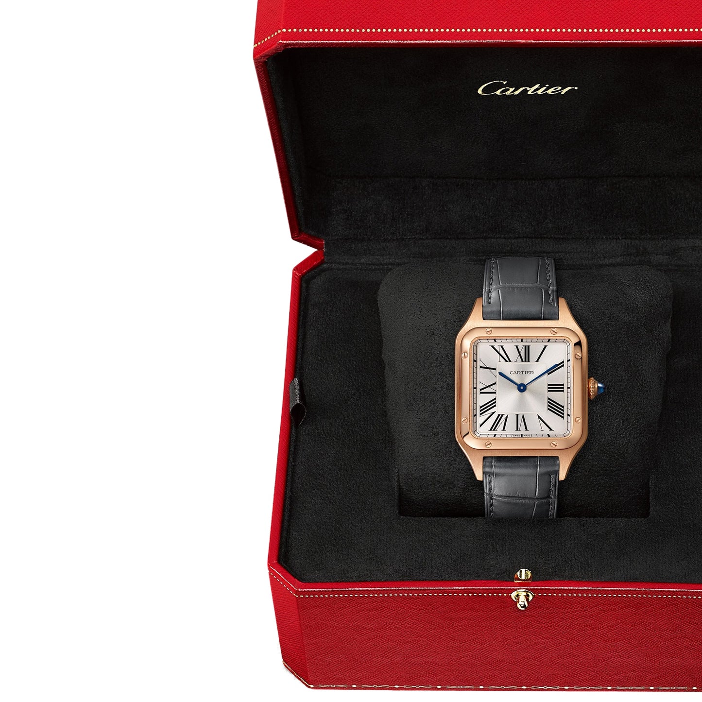 CARTIER Santos-Dumont Watch Large Model, Quartz Movement, Rose Gold, Leather WGSA0021