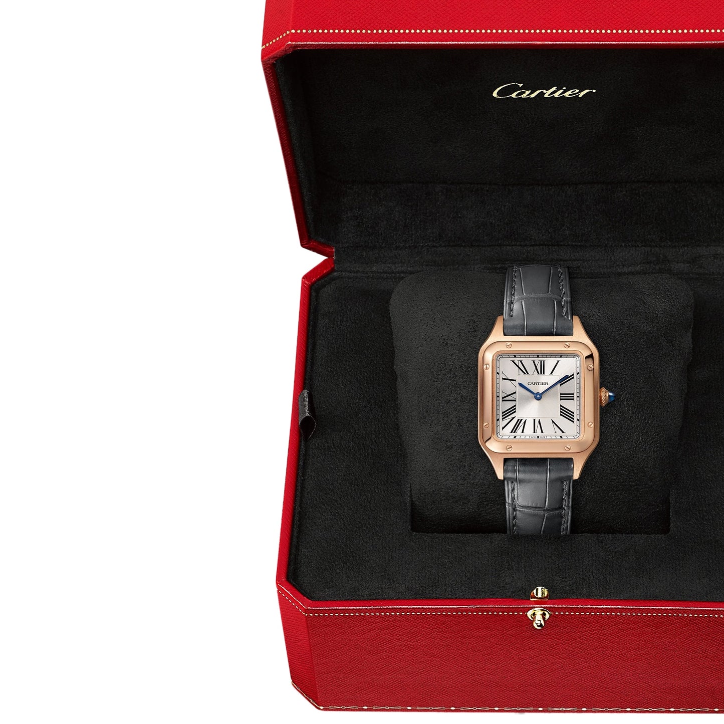 CARTIER Santos-Dumont Watch Small Model, Quartz Movement, Rose Gold, Leather WGSA0022