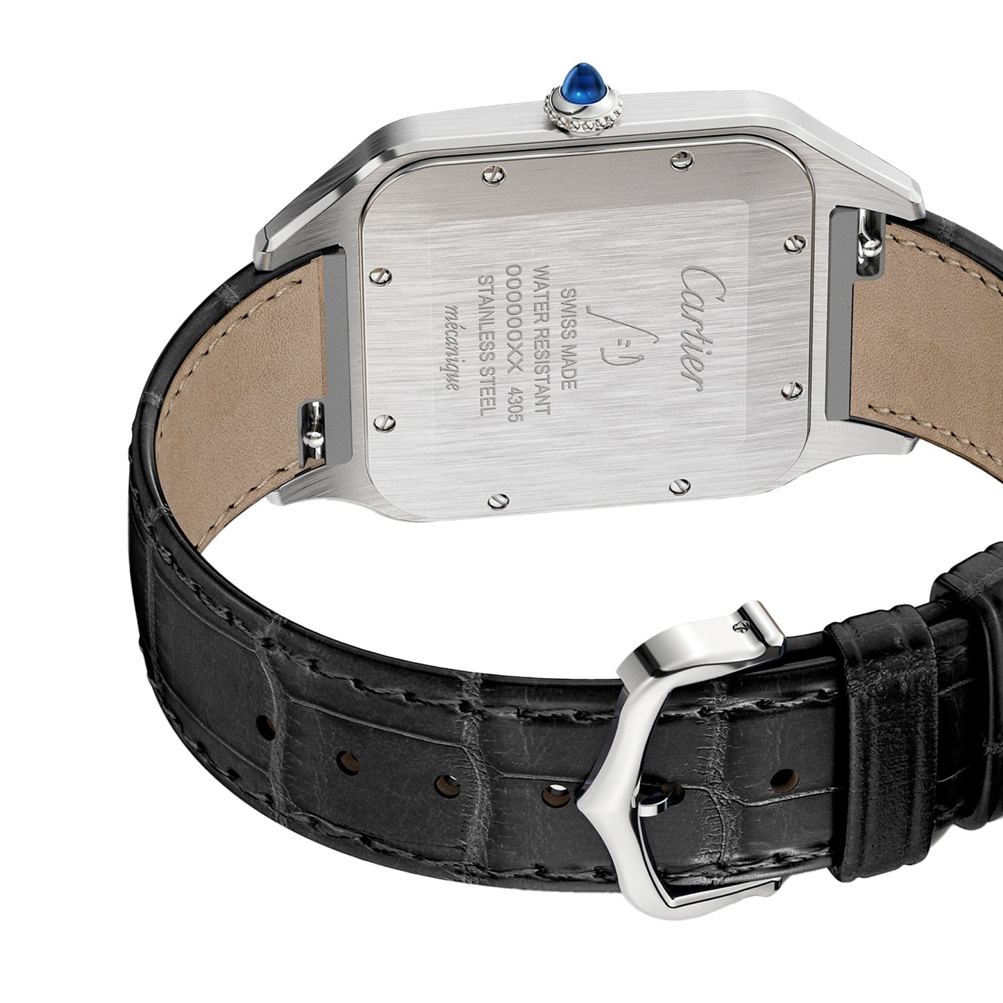 CARTIER Santos-Dumont Watch Extra-Large Model, Hand-Wound Mechanical Movement, Rose Gold, Steel, Leather W2SA0017
