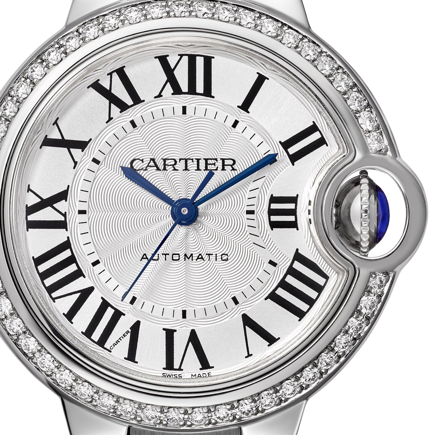 CARTIER Ballon Bleu De Cartier Watch, 33mm, Mechanical Movement With Automatic Winding, Steel, Diamonds W4BB0023