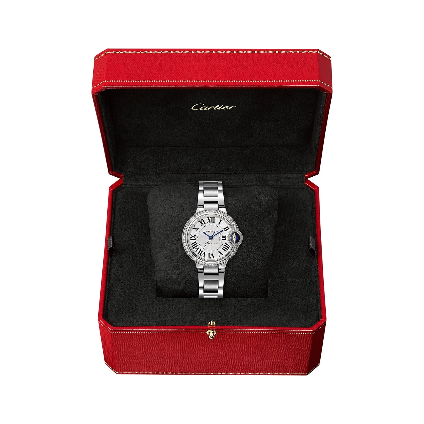CARTIER Ballon Bleu De Cartier Watch, 33mm, Mechanical Movement With Automatic Winding, Steel, Diamonds W4BB0023