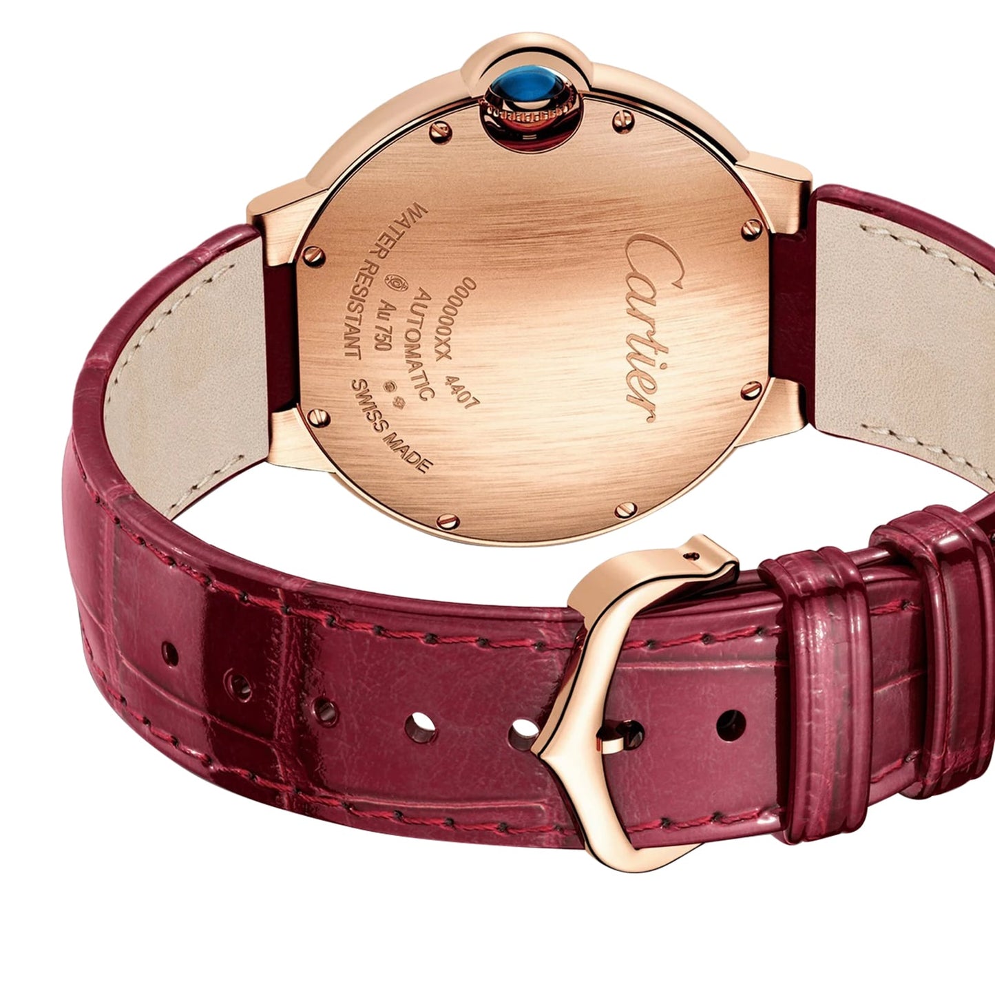 CARTIER Ballon Bleu De Cartier Watch 36mm, Automatic Mechanical Movement, Rose Gold, Diamonds, Leather WJBB0081
