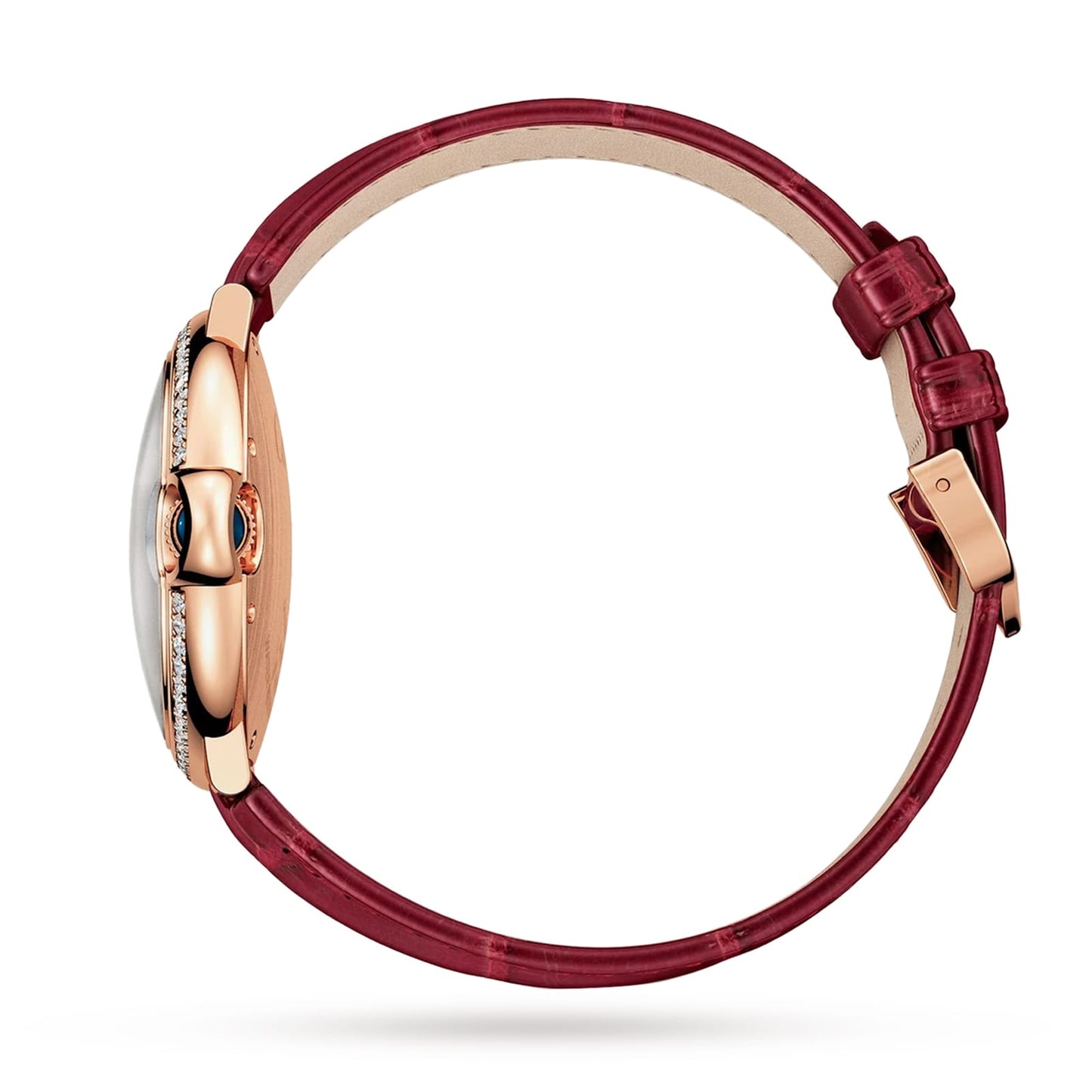 CARTIER Ballon Bleu De Cartier Watch 36mm, Automatic Mechanical Movement, Rose Gold, Diamonds, Leather WJBB0081