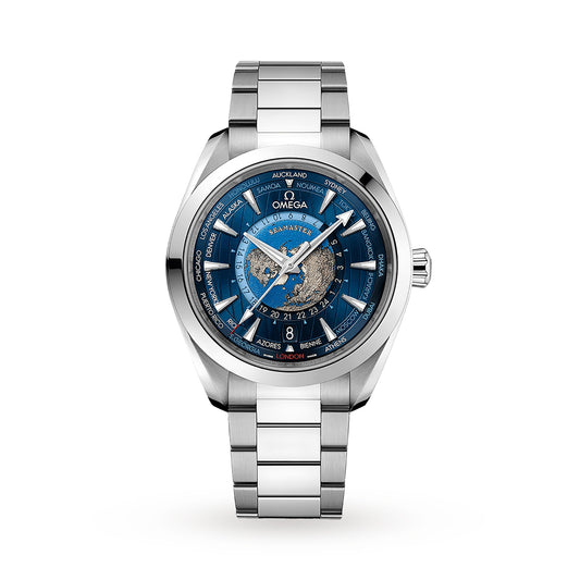 OMEGA Seamaster Aqua Terra 150m Co-Axial GMT Worldtimer 43mm Mens Watch O22010432203001