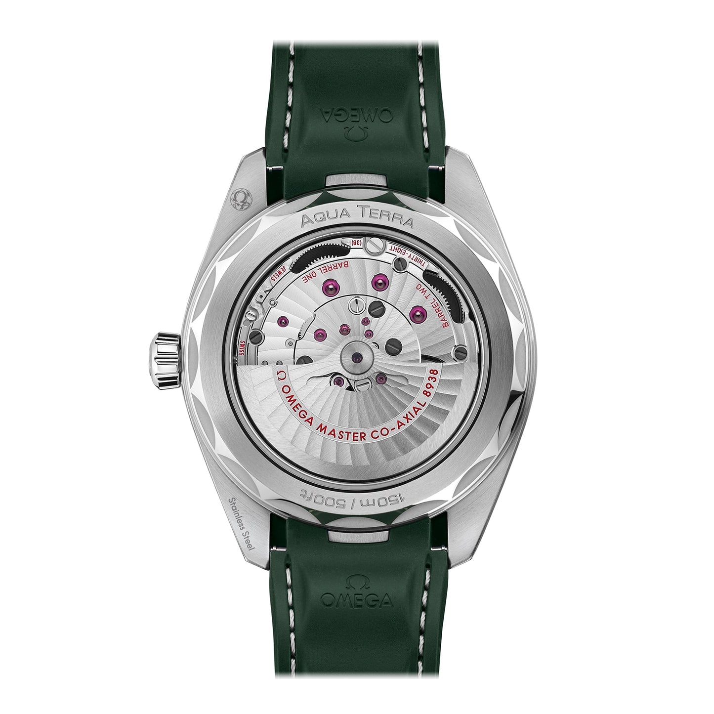OMEGA Seamaster Aqua Terra 150m Co Axial Master Chronometer GMT Worldtimer 43mm Mens Watch Green Rubber O22032432210001