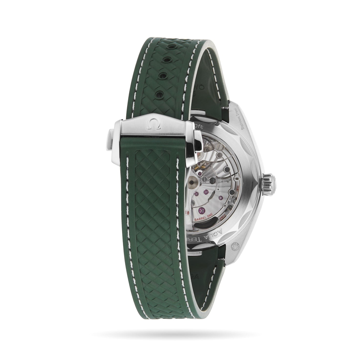 OMEGA Seamaster Aqua Terra 150m Co Axial Master Chronometer GMT Worldtimer 43mm Mens Watch Green Rubber O22032432210001