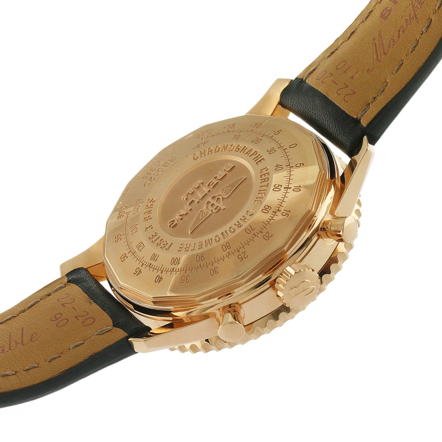 BREITLING Navitimer 43 Automatic 18ct Red Gold Leather Strap Watch RB012012/BA49 436X