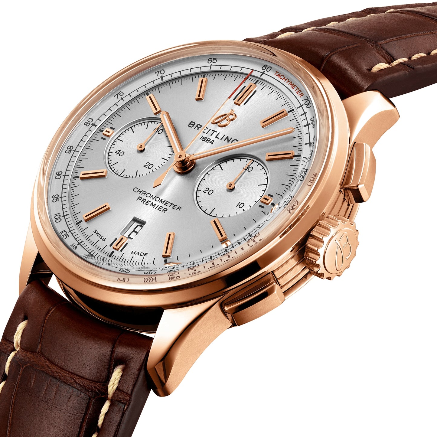 BREITLING Premier B01 Chronograph 42 18ct Red Gold Watch RB0118371G1P1