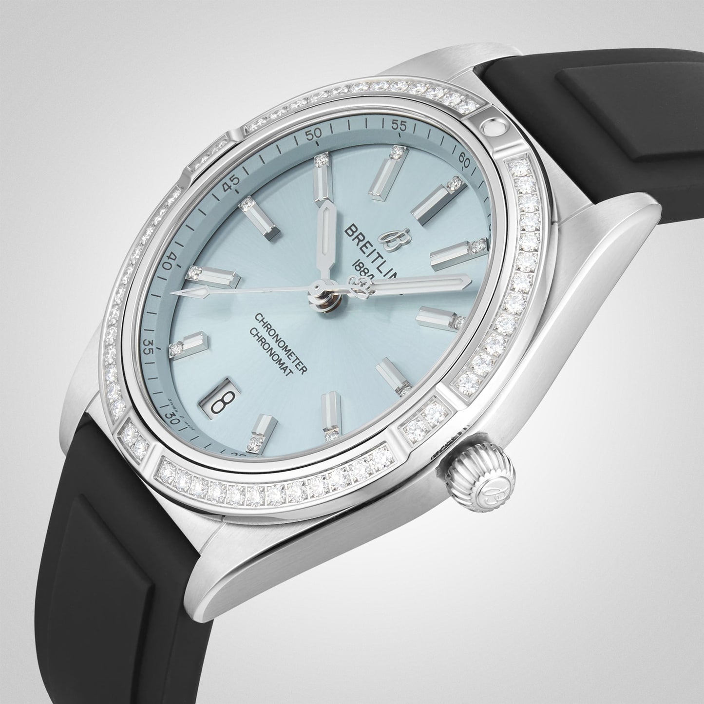 BREITLING Chronomat Automatic 36 Stainless Steel & 18k Grey Gold Rubber Strap - Ice Blue Watch G10380591C1S1