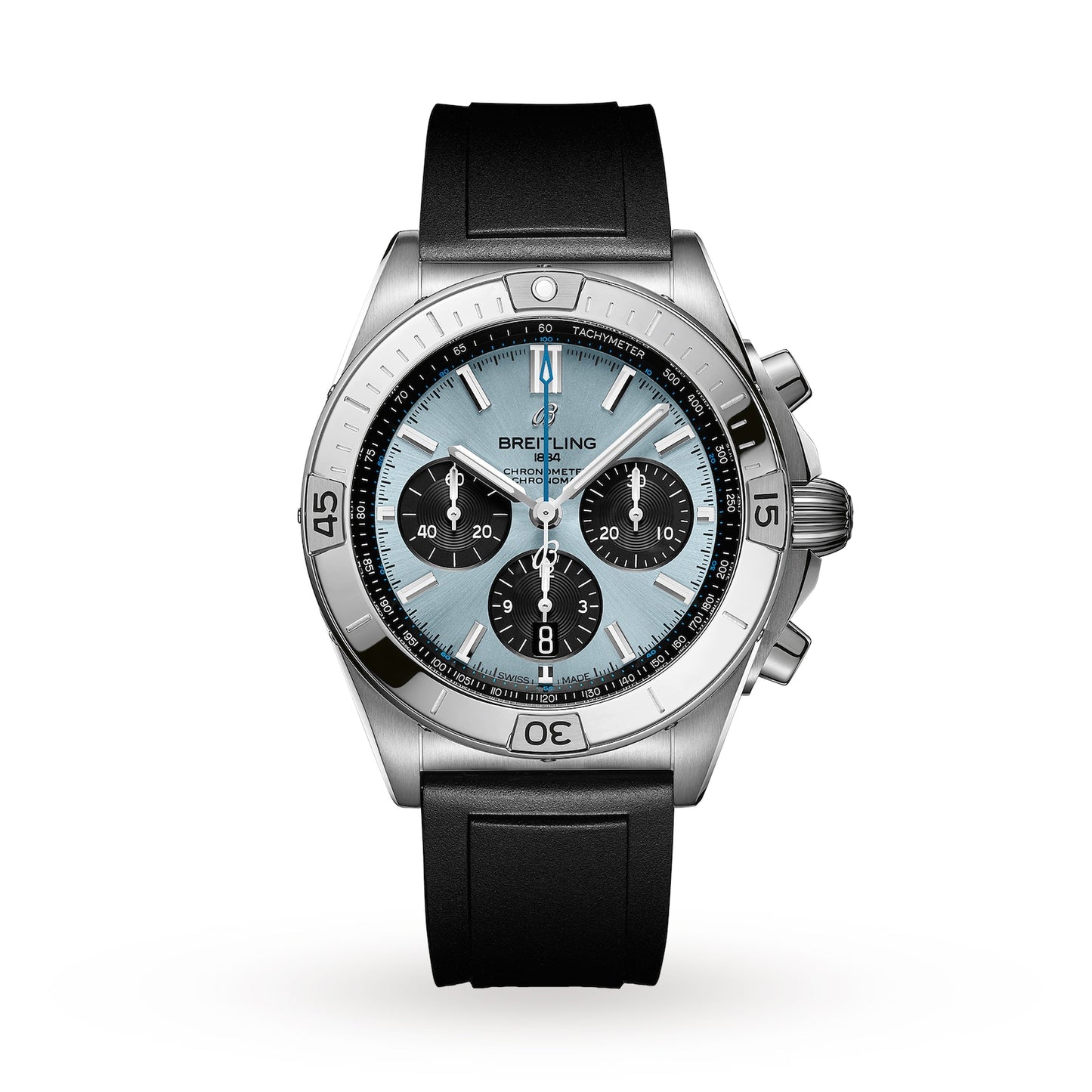 BREITLING Chronomat B01 42 Stainless Steel & Platinum Rubber Strap - Ice Blue Watch PB0134101C1S1