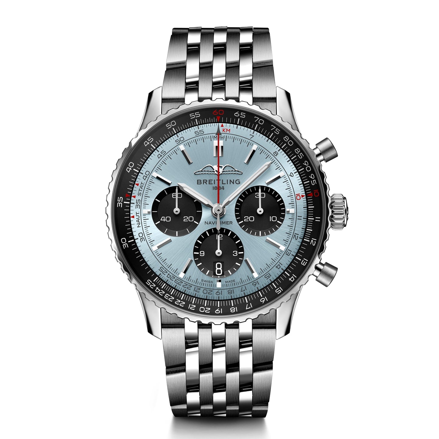 BREITLING Navitimer B01 Chronograph 43 Stainless Steel Ice Blue Watch AB0138241C1A1