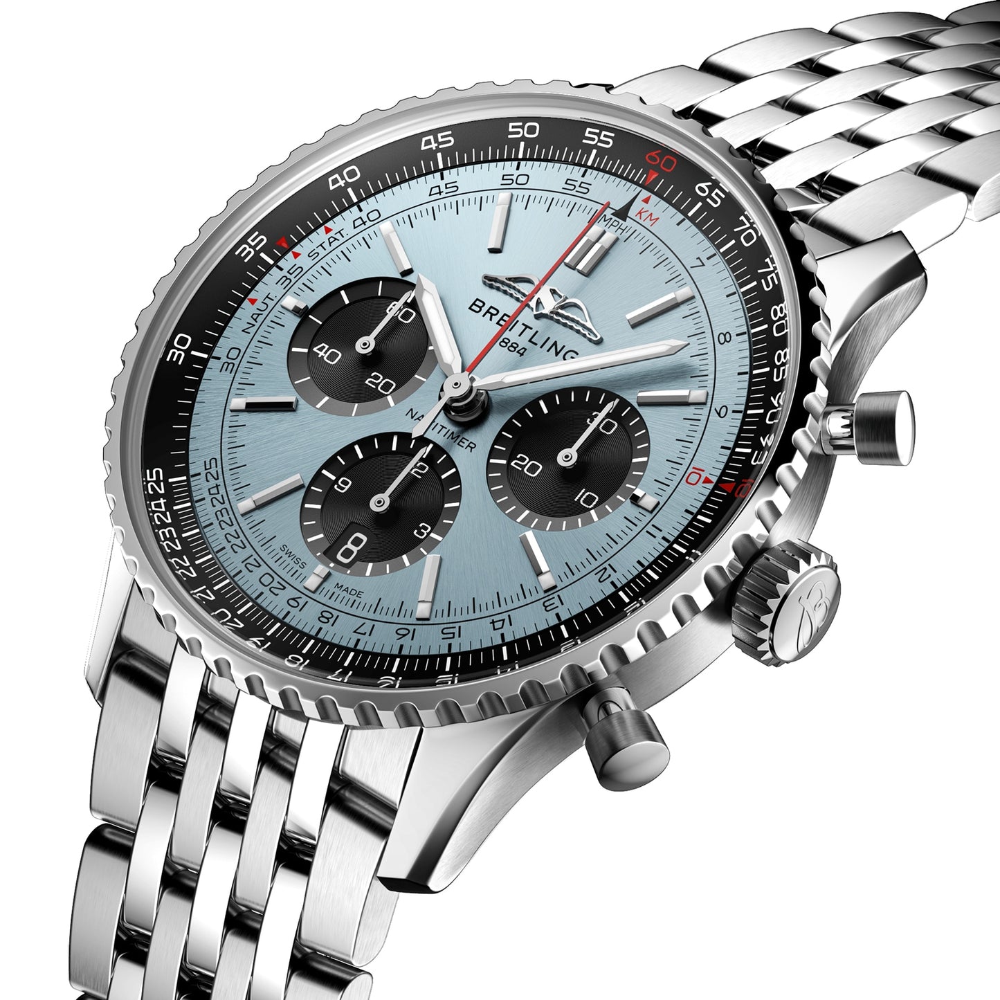 BREITLING Navitimer B01 Chronograph 43 Stainless Steel Ice Blue Watch AB0138241C1A1