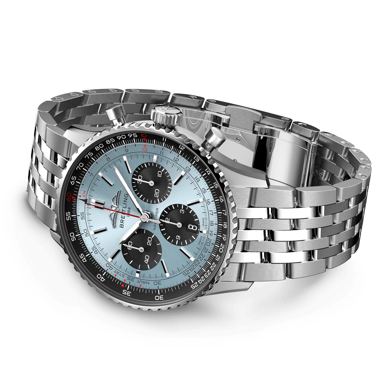 BREITLING Navitimer B01 Chronograph 43 Stainless Steel Ice Blue Watch AB0138241C1A1