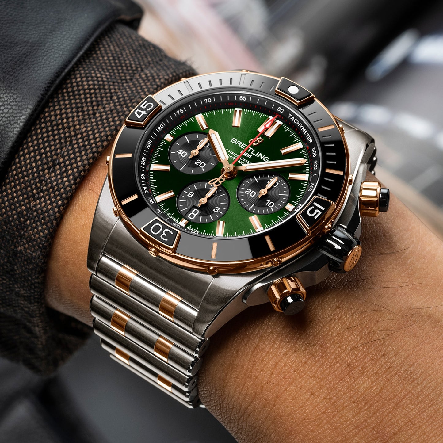 BREITLING Super Chronomat B01 44 Stainless Steel & 18k Red Gold Watch UB0136251L1U1