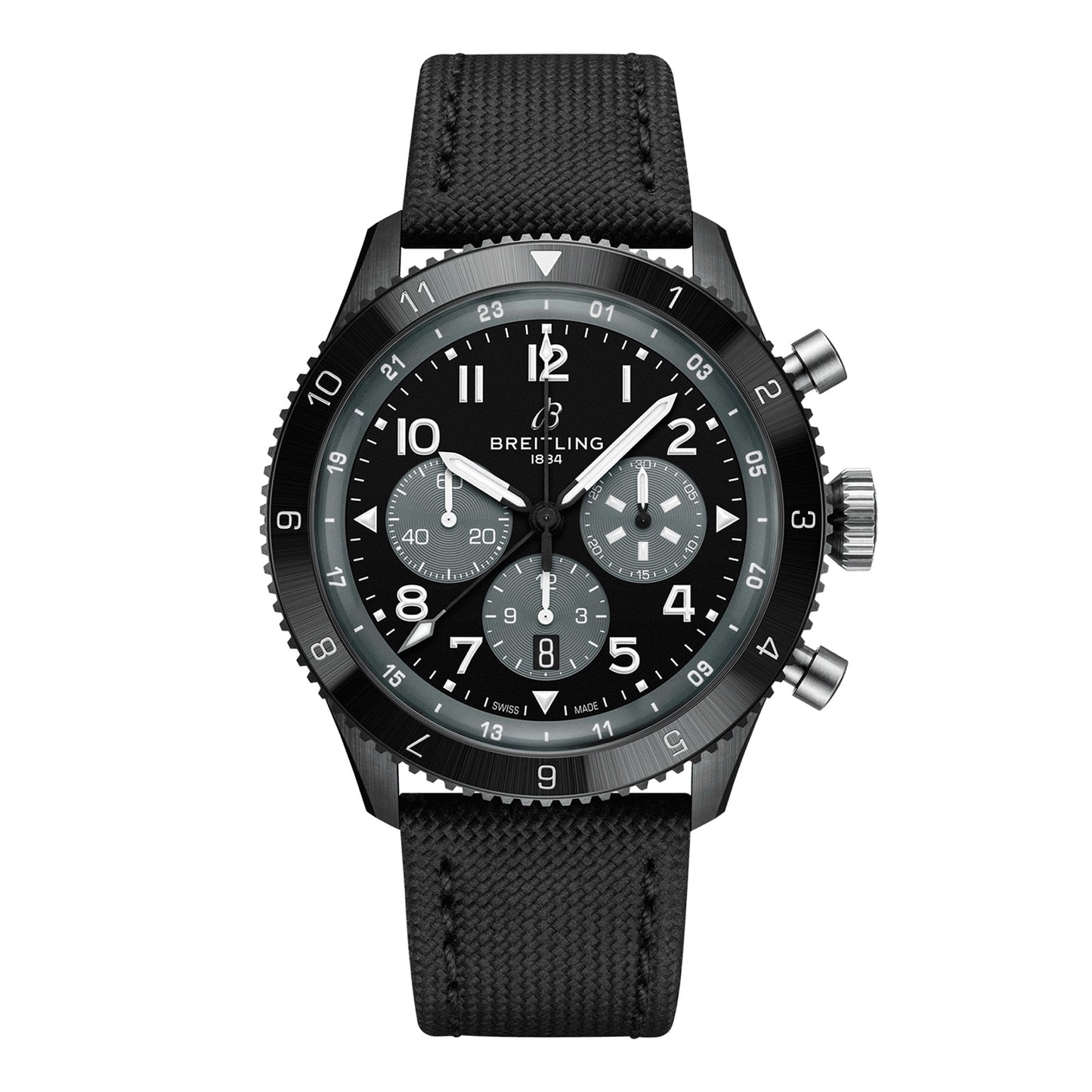 BREITLING Super AVI B04 Chronograph GMT Mosquito Night Fighter 46mm Mens Watch Black SB04451A1B1X1