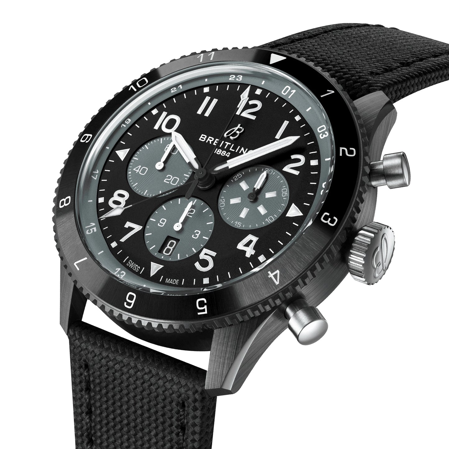 BREITLING Super AVI B04 Chronograph GMT Mosquito Night Fighter 46mm Mens Watch Black SB04451A1B1X1