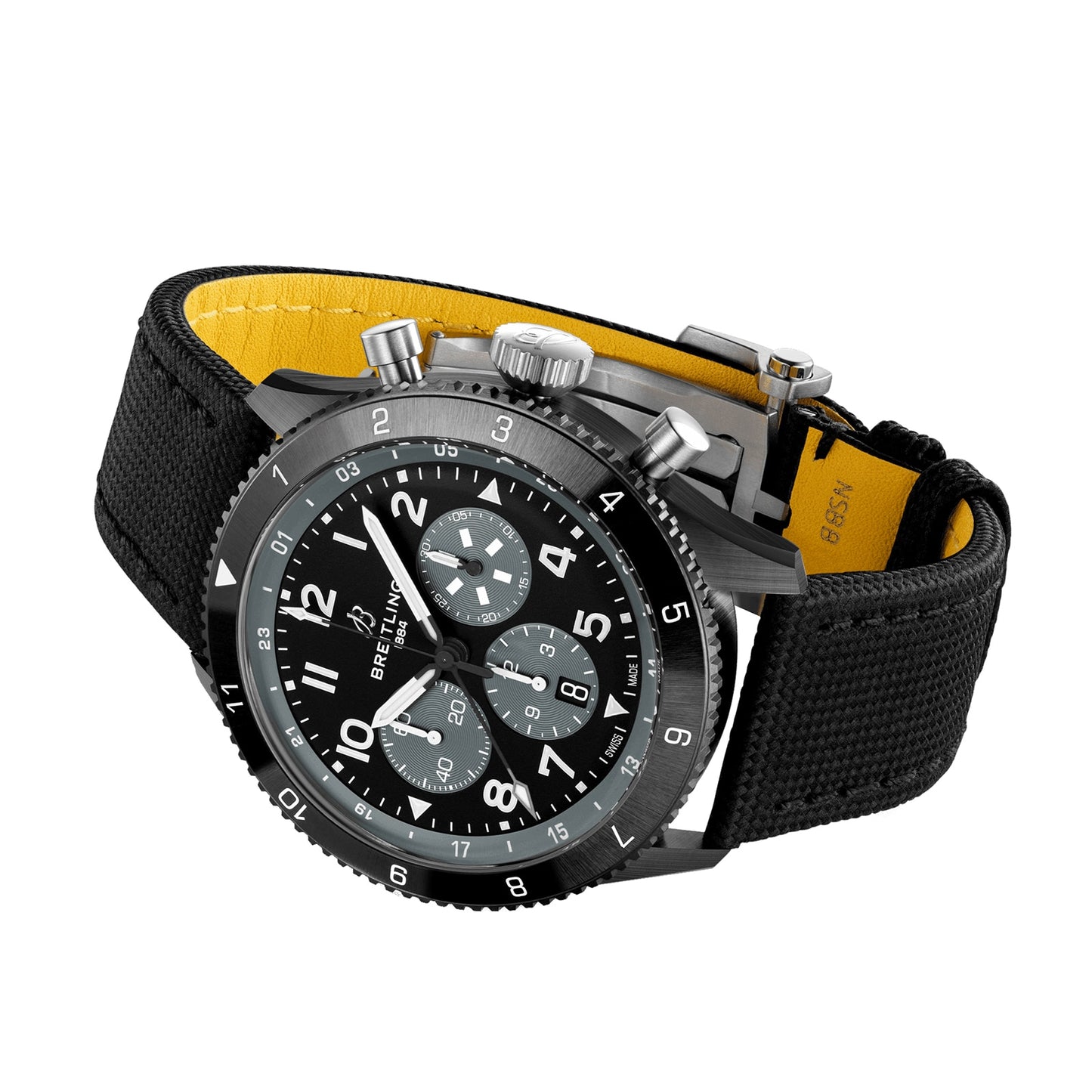 BREITLING Super AVI B04 Chronograph GMT Mosquito Night Fighter 46mm Mens Watch Black SB04451A1B1X1