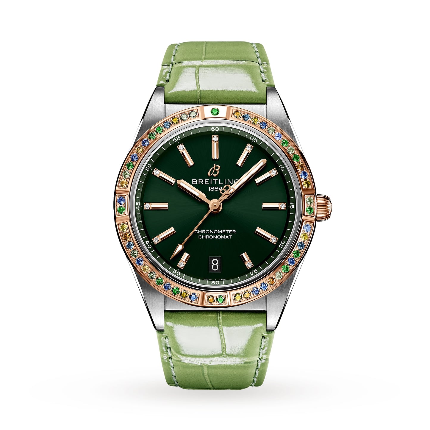 BREITLING Chronomat Automatic 36 South Sea Green Leather Strap Ladies Watch U10380611L1P1