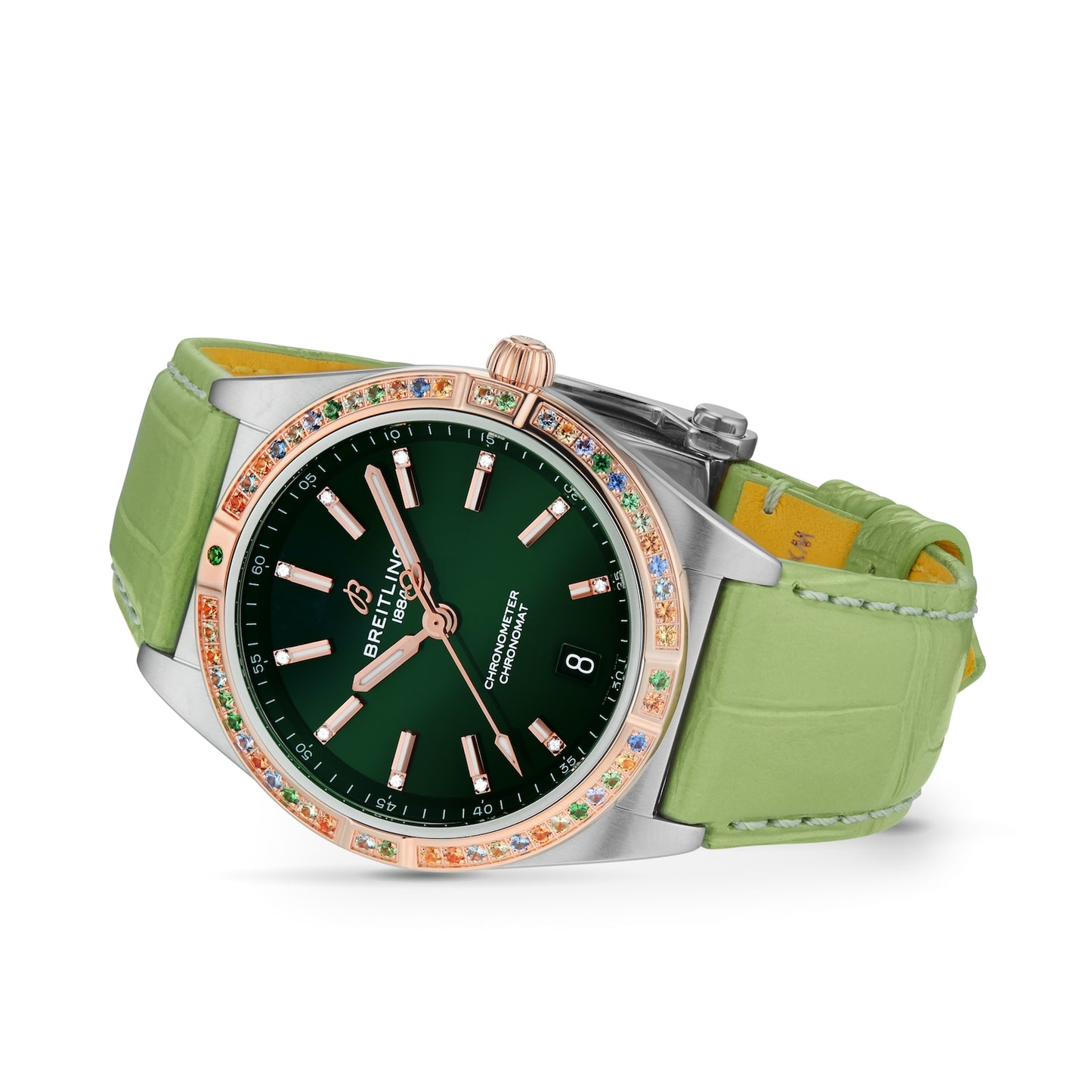 BREITLING Chronomat Automatic 36 South Sea Green Leather Strap Ladies Watch U10380611L1P1