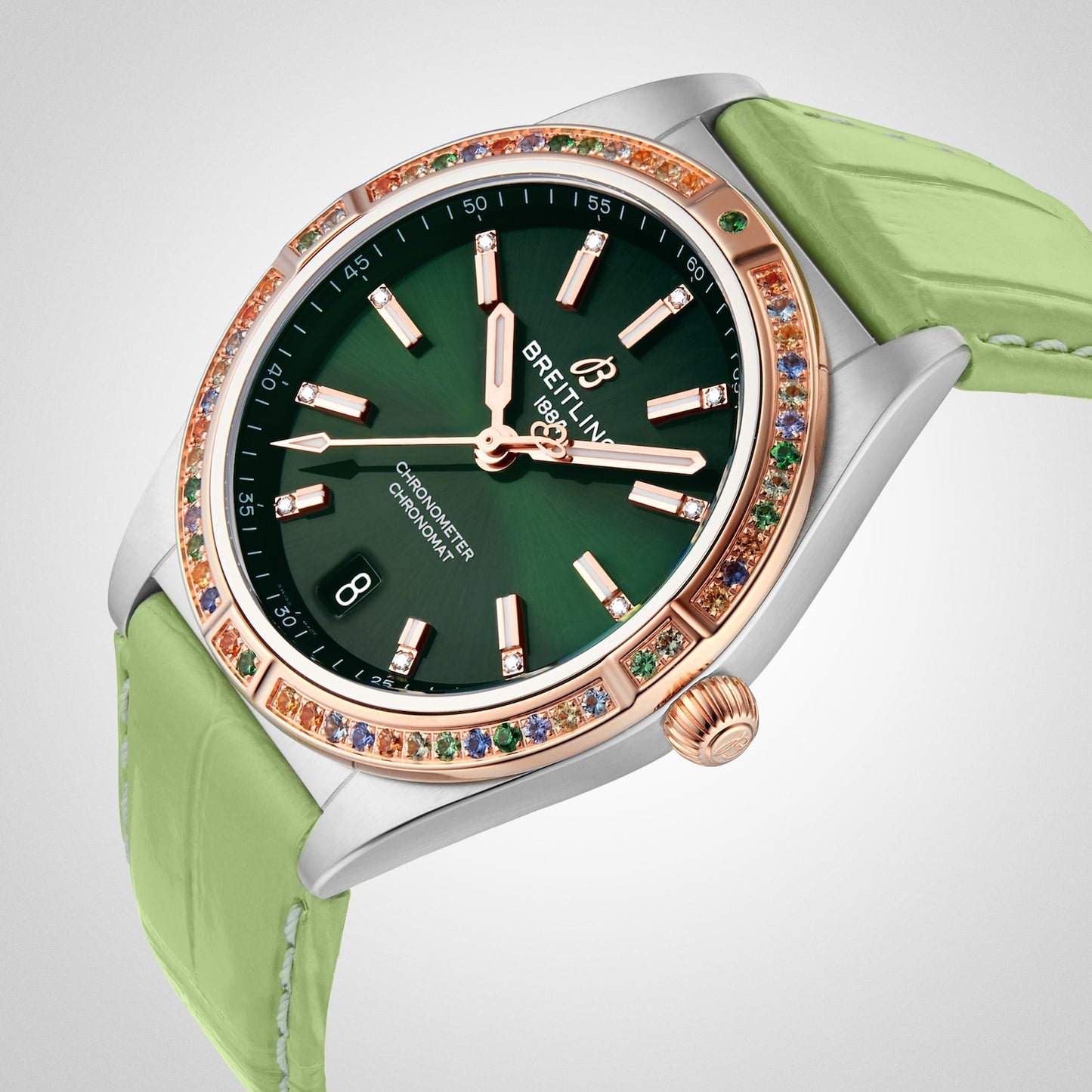 BREITLING Chronomat Automatic 36 South Sea Green Leather Strap Ladies Watch U10380611L1P1