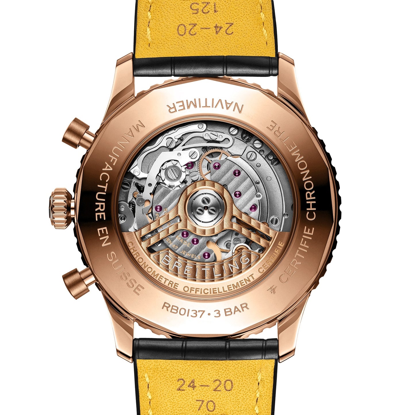 BREITLING Navitimer Chronograph 18ct Rose Gold 46mm Mens Watch Green Alligator RB0137241L1P1
