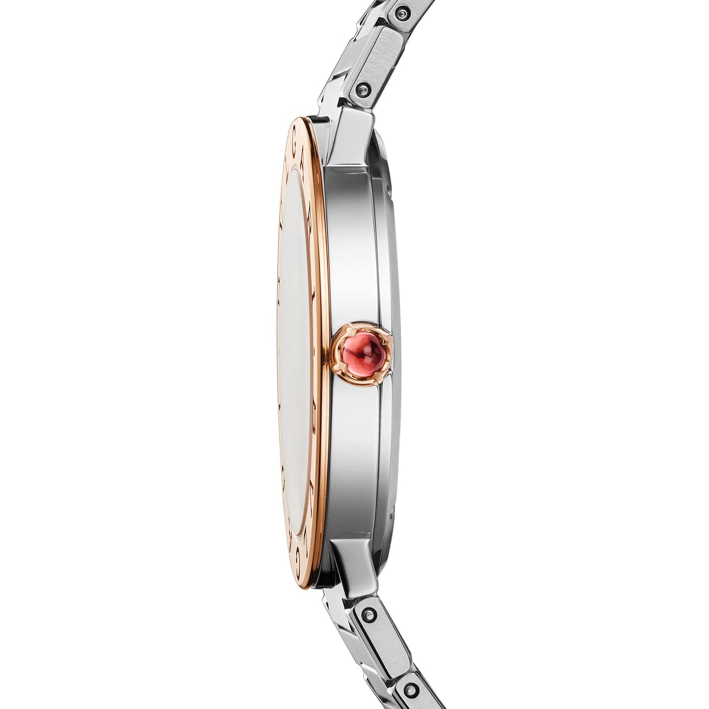 BVLGARI Bvlgari Bvlgari 33mm Grey Diamond Dot Dial Ladies Watch - Stainless Steel And 18k Rose Gold 103577