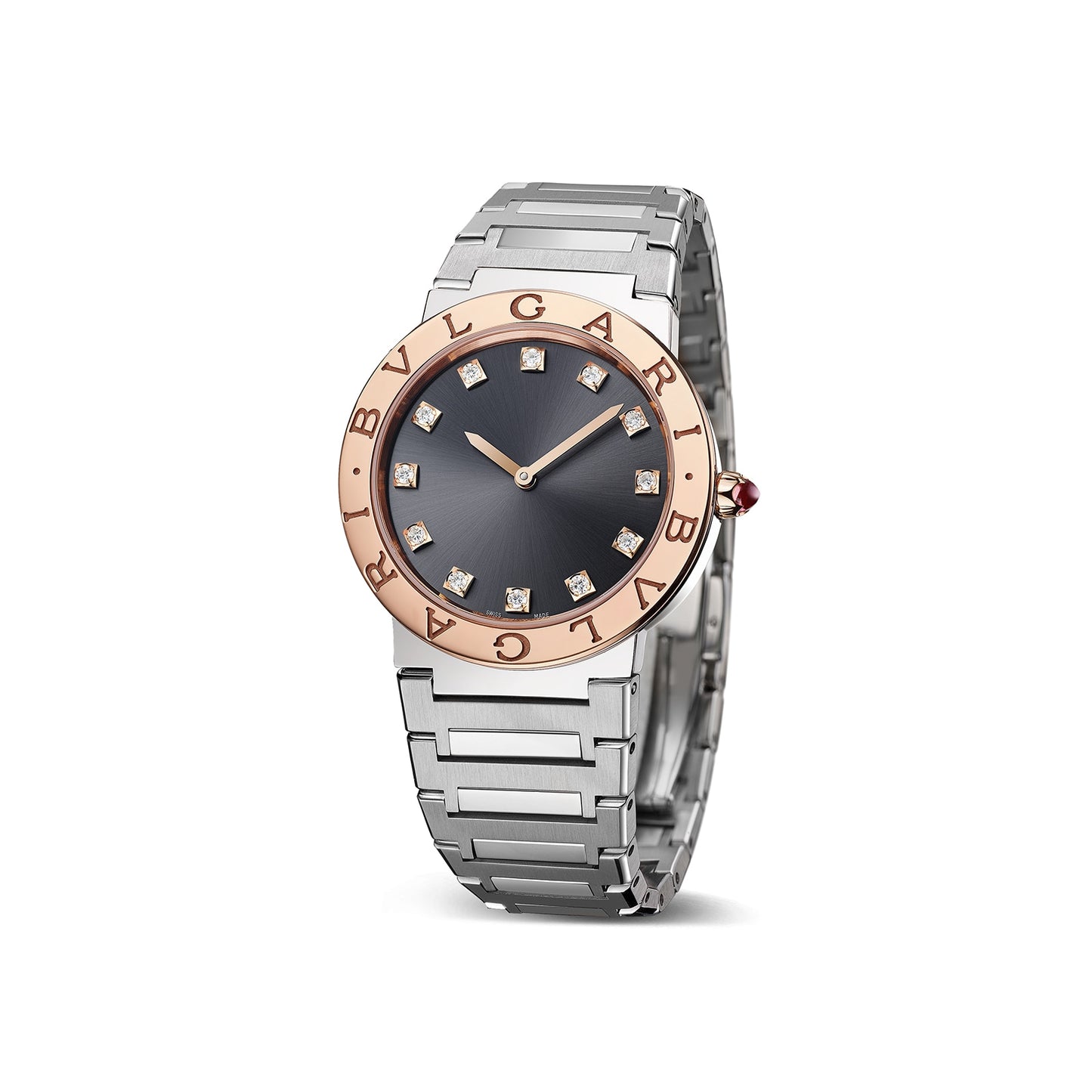 BVLGARI Stainless Steel And 18k Rose Gold Bvlgari Bvlgari 33mm Black Dial Ladies Watch 103757
