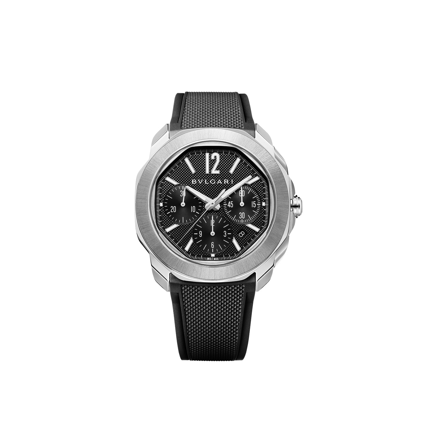 BVLGARI Stainless Steel Octo Roma 42mm Black Dial Auto Gents Interchangable Strap Chrono Watch 103471