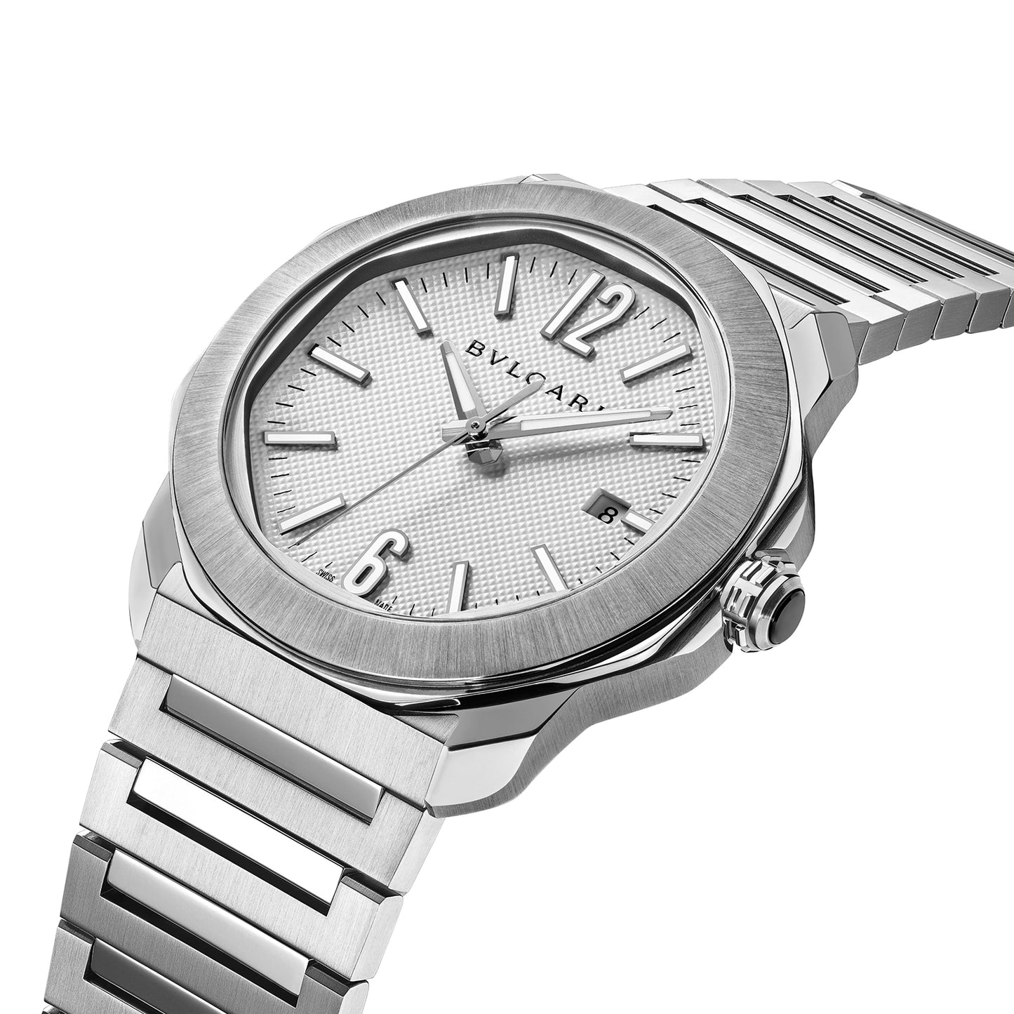 BVLGARI Stainless Steel Octo Roma 41mm White Dial Auto Gents Interchangable Strap Watch 103738