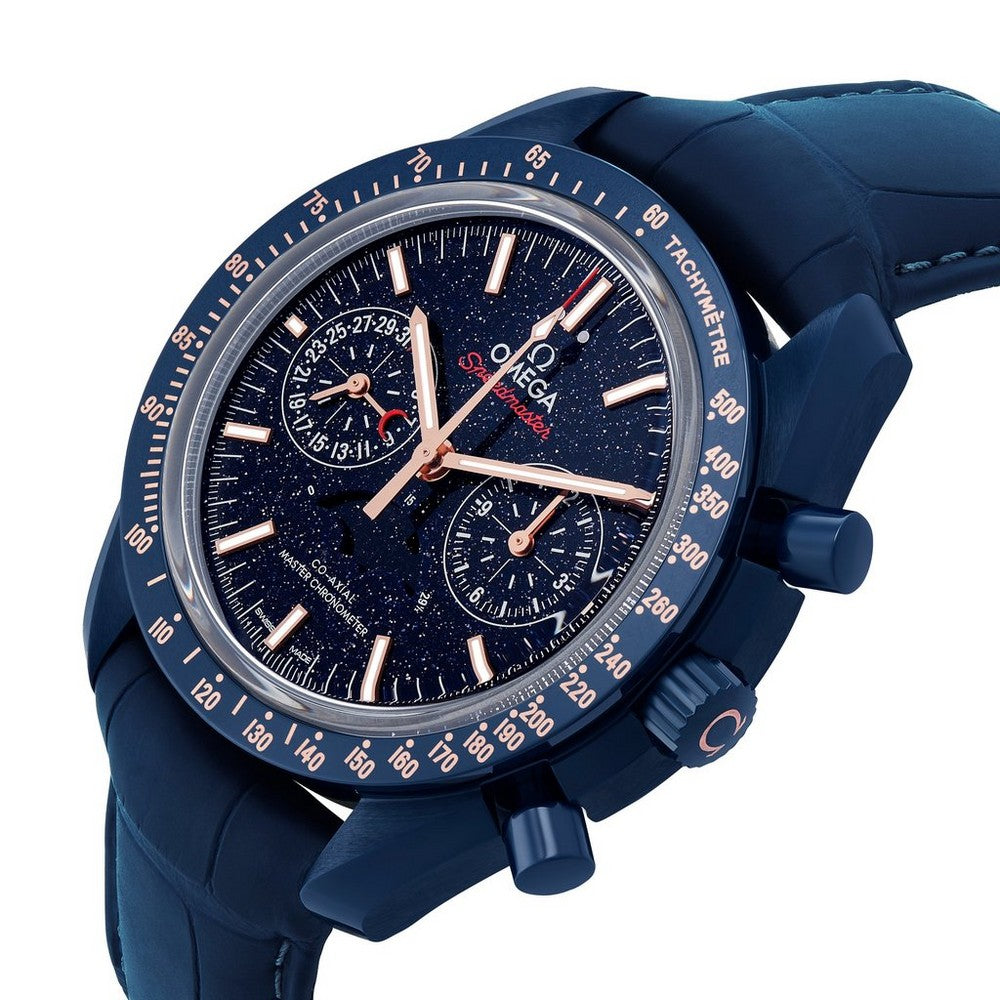 OMEGA Speedmaster Moonphase’ Blue Side of The Moon’ Co-Axial Master Chronometer Chronograph Ceramic Men’s Watch 304.93.44.52.03.002