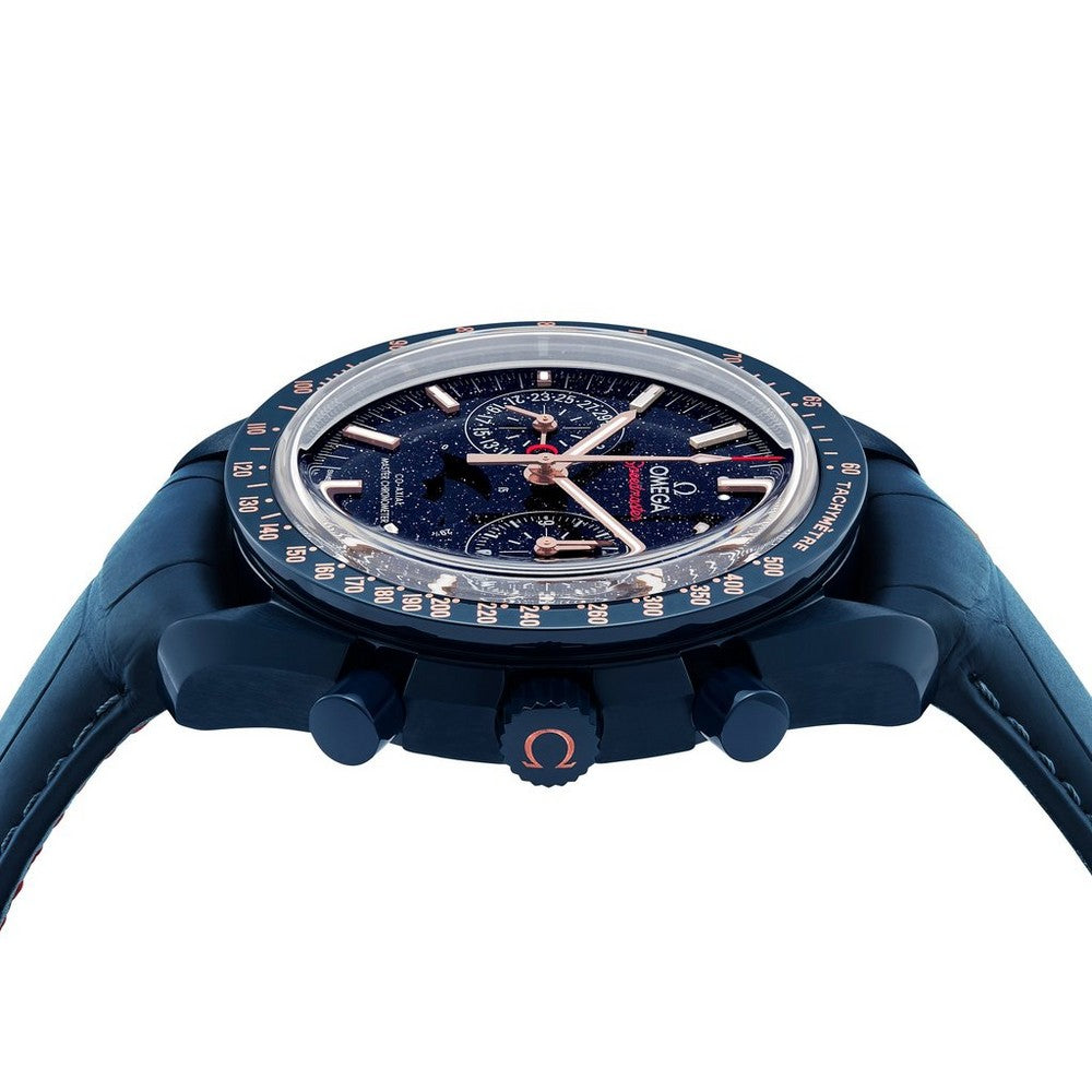OMEGA Speedmaster Moonphase’ Blue Side of The Moon’ Co-Axial Master Chronometer Chronograph Ceramic Men’s Watch 304.93.44.52.03.002