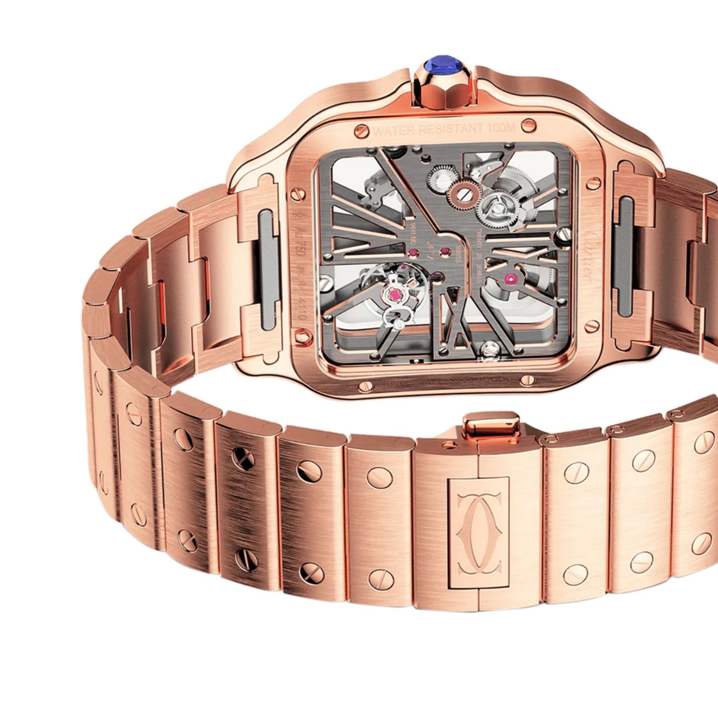 CARTIER Santos De Cartier Watch, Large Model, Manual Winding, Rose Gold WHSA0016