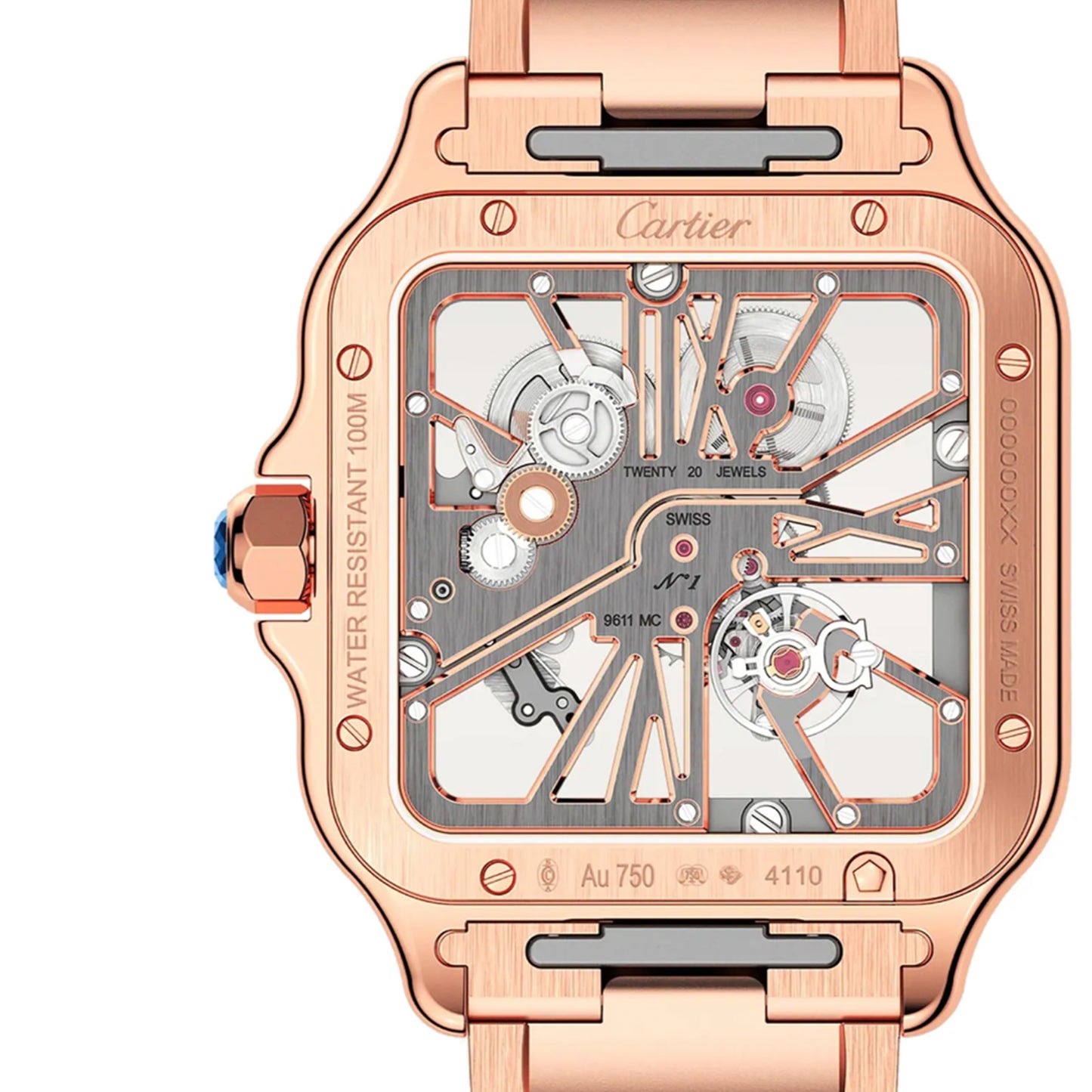 CARTIER Santos De Cartier Watch, Large Model, Manual Winding, Rose Gold WHSA0016