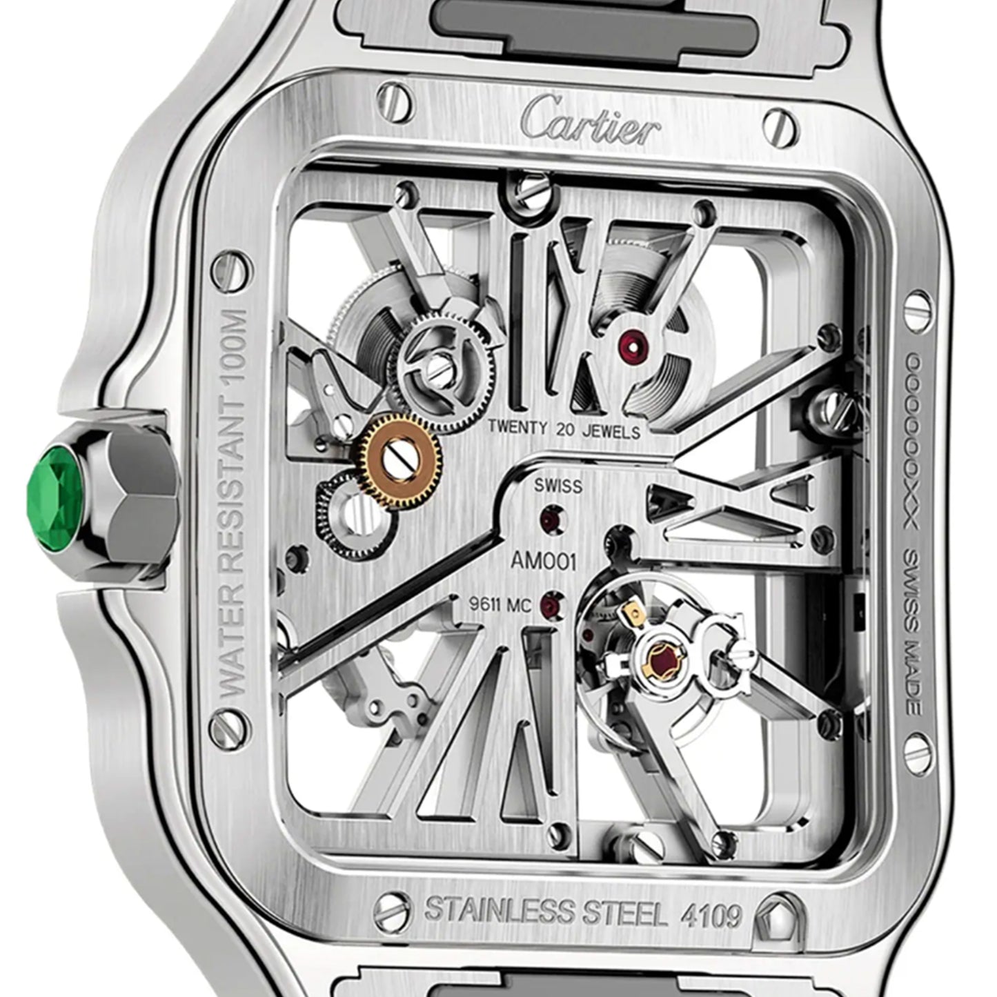 CARTIER Santos Watch, Skeleton, Large Model, Manufacture Mechanical Movement With Manual Winding WHSA0028