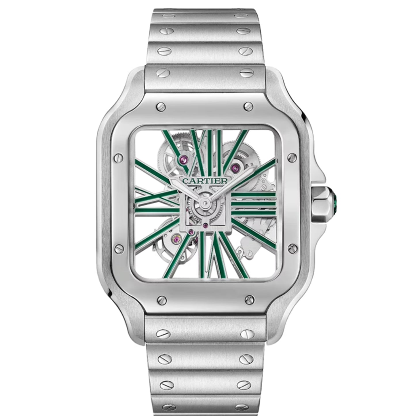 CARTIER Santos Watch, Skeleton, Large Model, Manufacture Mechanical Movement With Manual Winding WHSA0028