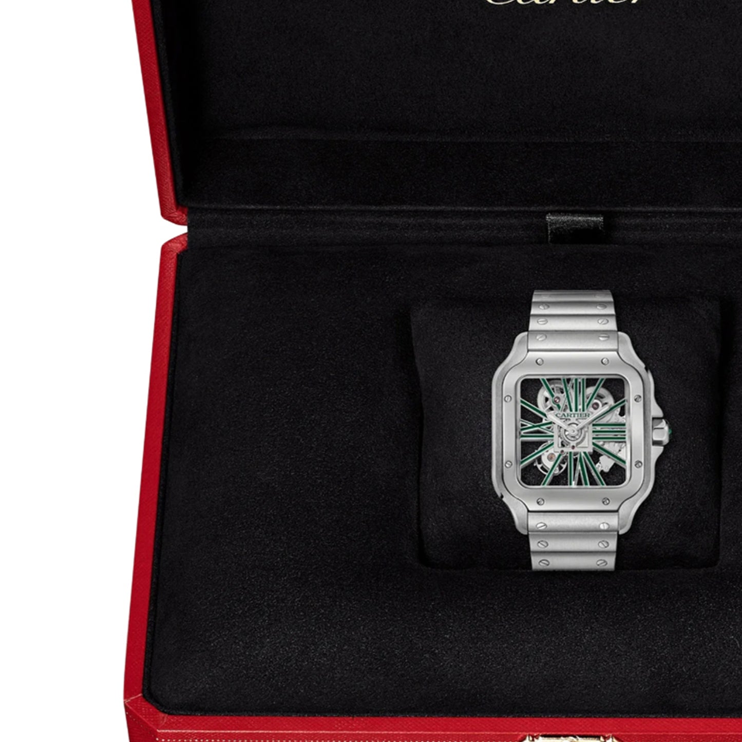 CARTIER Santos Watch, Skeleton, Large Model, Manufacture Mechanical Movement With Manual Winding WHSA0028