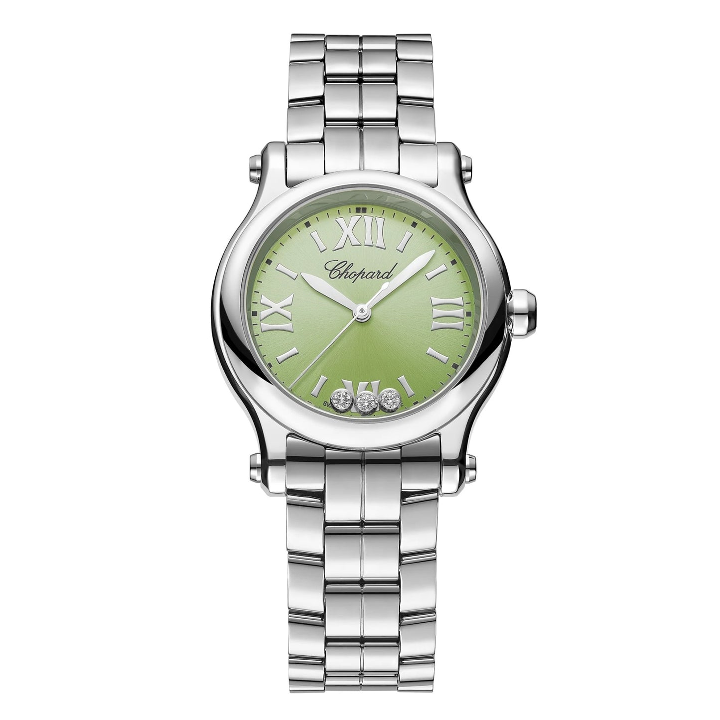 CHOPARD Happy Sport 30mm, Quartz, Lucent Steel™, Diamonds - Green 278590-3013