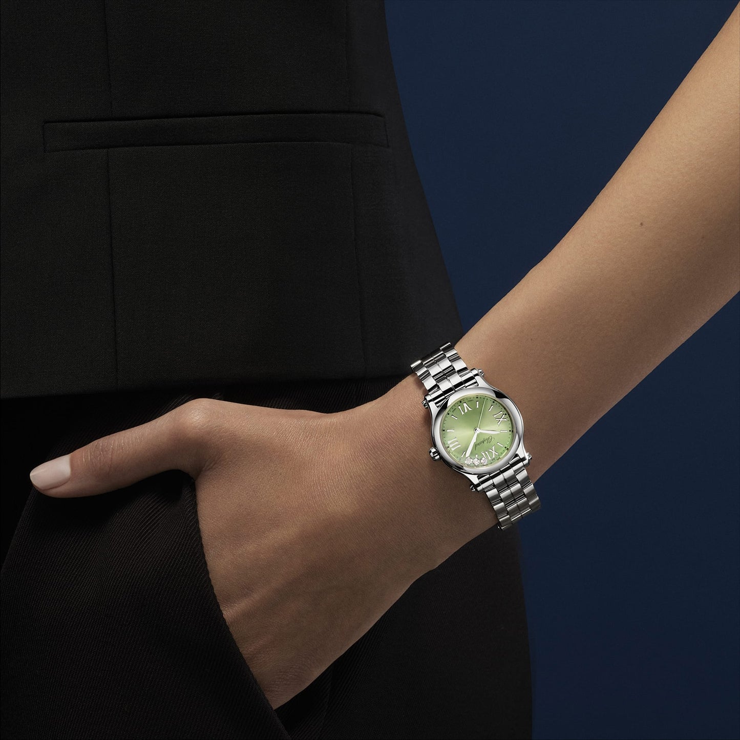 CHOPARD Happy Sport 30mm, Quartz, Lucent Steel™, Diamonds - Green 278590-3013